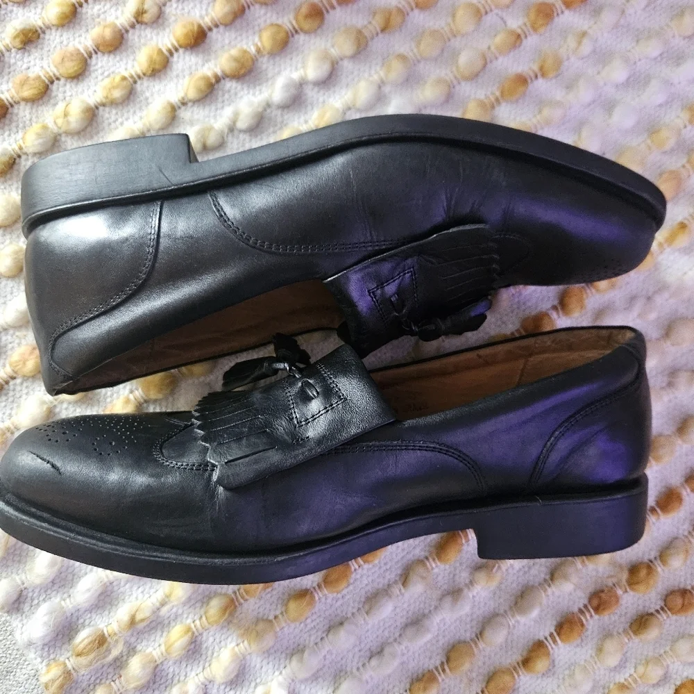 Sandro Moscoloni‎ Black Vineyard Leather  Tassel Loafers Men 10.5 D